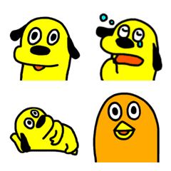 yellow dog and shrimp bird Emoji 