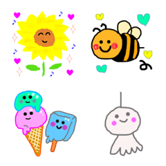 Cute flowers and various emoticons
