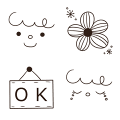 Cute word Nordic style monotone Emoji