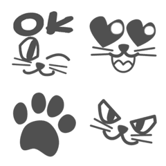  Let's use it! Monochrome cute cat emoji