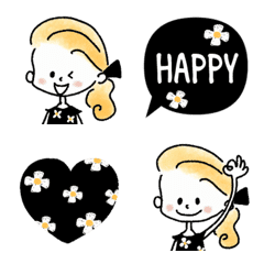 Adult girly floral pattern x black emoji