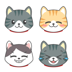 Cat Face Emoji Red Tabby Bicolor 1/4