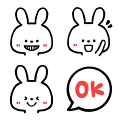 white rabbits emoji simple