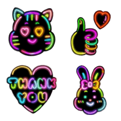 Neon kitty&bunny emoji 