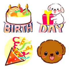 - Cute dog and celebration emoji -