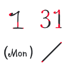Number and date RED color