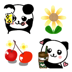 Clear panda and flowersCelebratory emoji