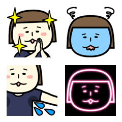A woman's various Emoji sticker