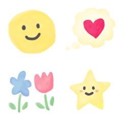 Colorful cute watercolor emoji