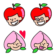 a Apple boy & a peach girl Emoji