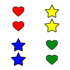 16 corações e estrelas coloridas