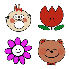 Rabbits and bear and flower