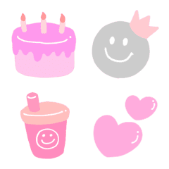 Pink and gray,pop emoji mix