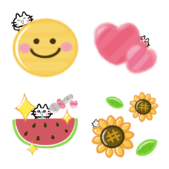 colorful summer smile emoji with cat
