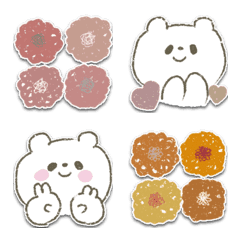 White bears colorful flowers