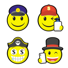smiley & various hats emoji