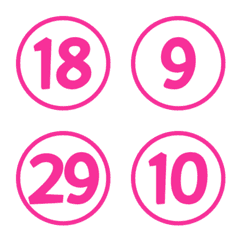 White pink color numbers (1-40)