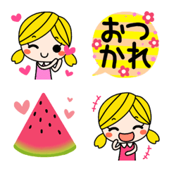 Cute Pgtails Hair GIRL Colorful Emoji