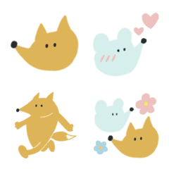 Fox and mouse friendly emoji