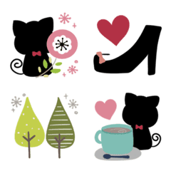 Nordic style Black cat Emoji