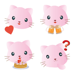 Cute emoticons of pink cats