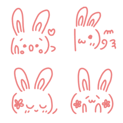 อิโมติคอนกระต่ายสีชมพูน่ารักเรียบง่าย 4