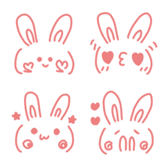 Simple cute rabbit emoticon-pink3