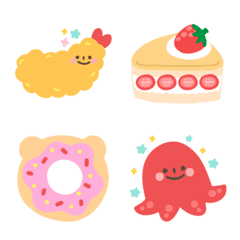 Cute food emoji in pastel