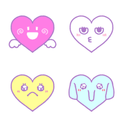 Very cute heart emoji with various faces