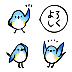 青い鳥とお花の絵文字