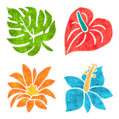 Daun tropis dengan bunga Emoji