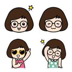 Funny girl with glasses Emoji