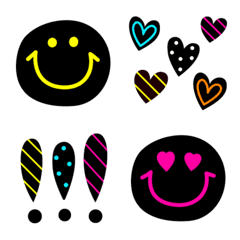 Useful adorable black neon emoji