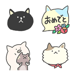 Little pig and Cat Emoji 2