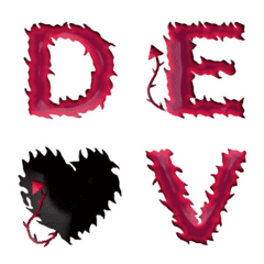 Neon Red Devil A-Z Emoji Chic Heart
