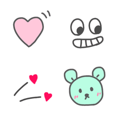 Cute emoji with hearts and emoticons