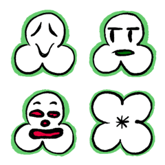 A three-leaf clover.face doodle emoji.