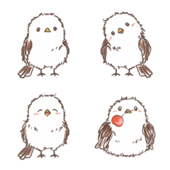 Cute long-tailed tit bird emoji