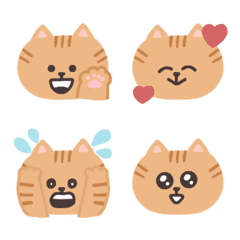 Tea tabby cat emoji with various faces