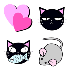 Cat face Emoji Ver01 Black cat
