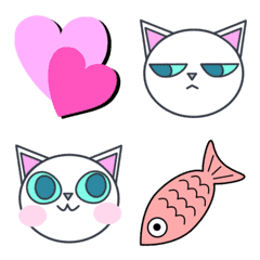 Cat face Emoji Ver02 White cat