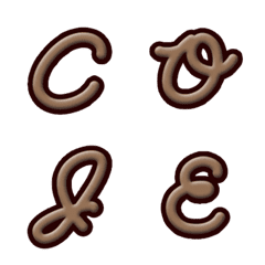 Brown embossed alphabet