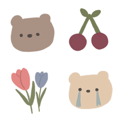KAWAII bear and colorful Emoji