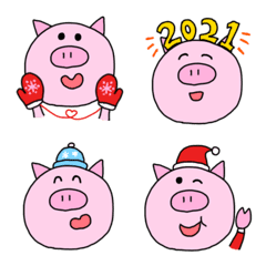 All pig emoji (winter)
