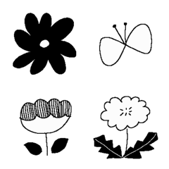 monochrome flowers emoji