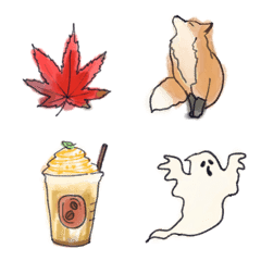 Autumn emoji, watercolor style