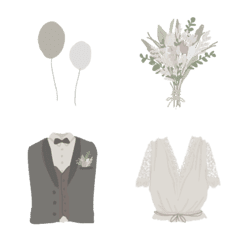 Kawaii botanical wedding emojis