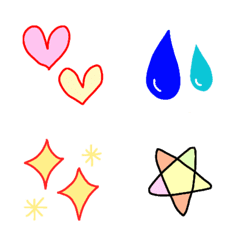 Heart, sweat, glitter and star emoji