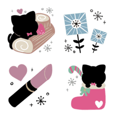 Cute Nordic style Black cat Emoji6
