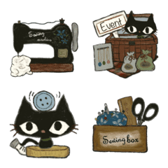 Handicraft tools and black cat Emoji